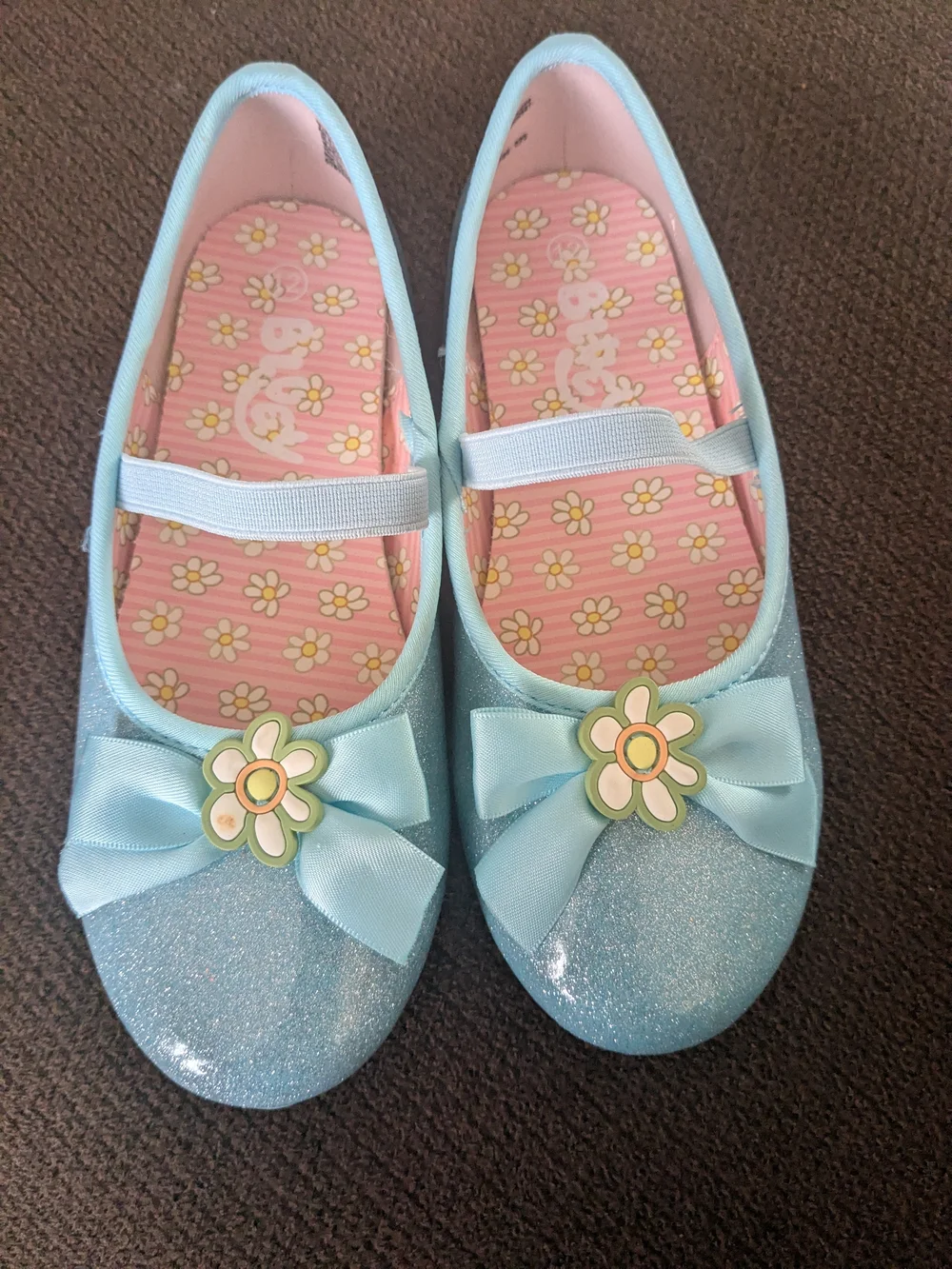 Bluey Girls Blue Glitter Mary Jane Shoes with Daisy Accent